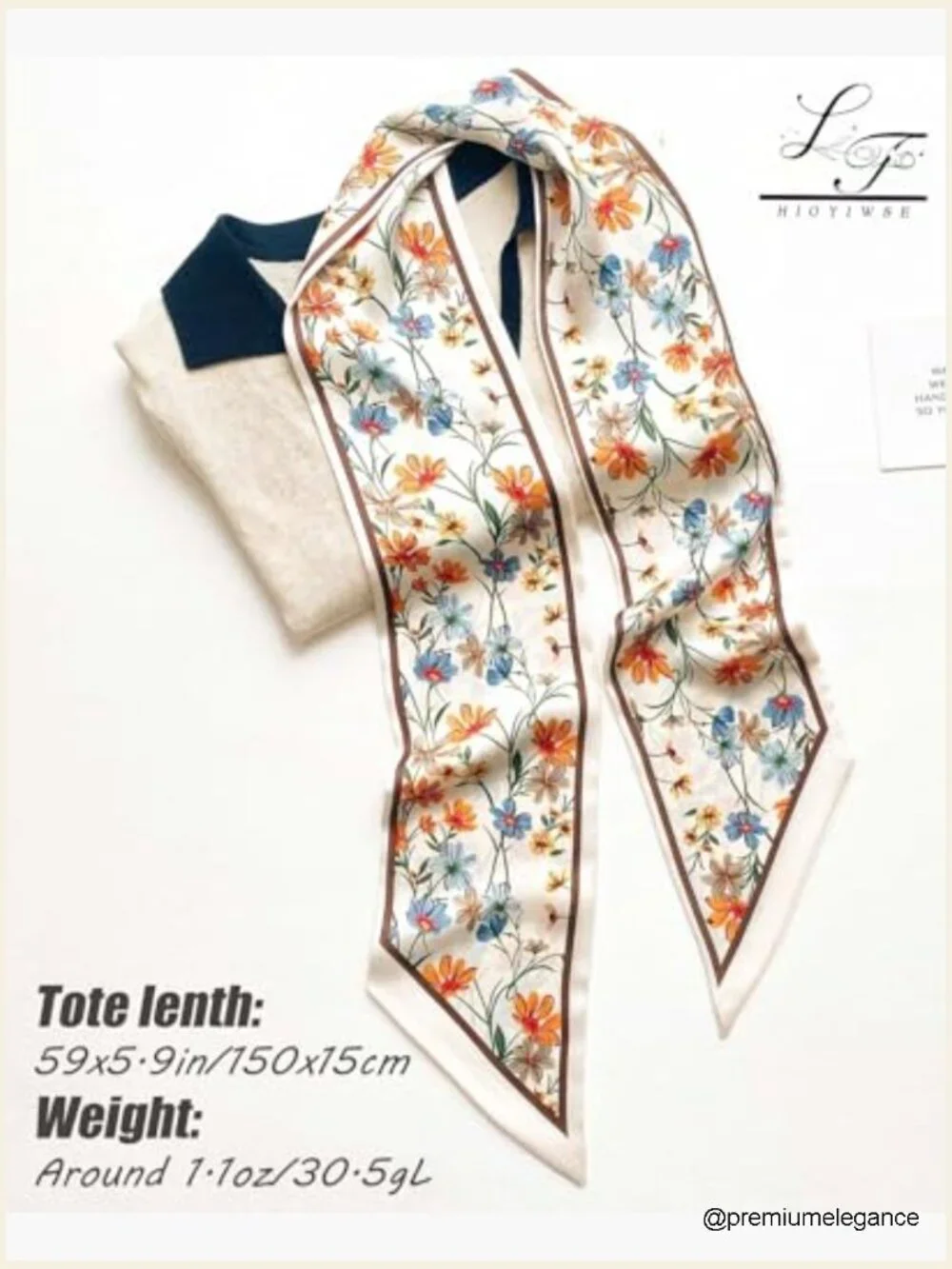 Silky Long Thin Scarf for Women Multi-Use Headscarf Bag Scarf Fashion Accessory